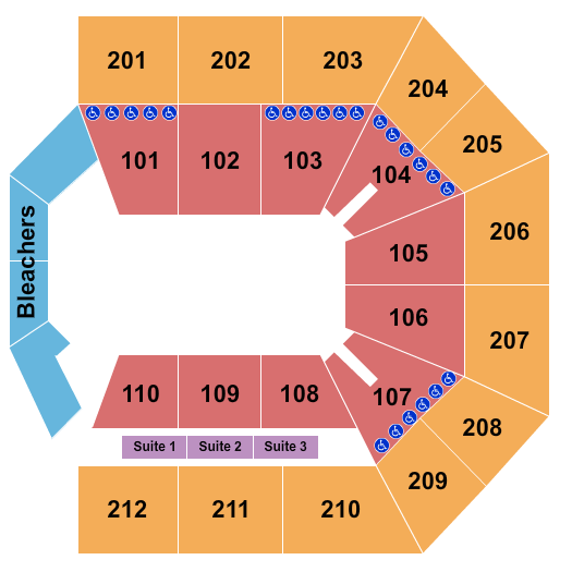 College Park Center Open Floor with Bleachers Seating Chart