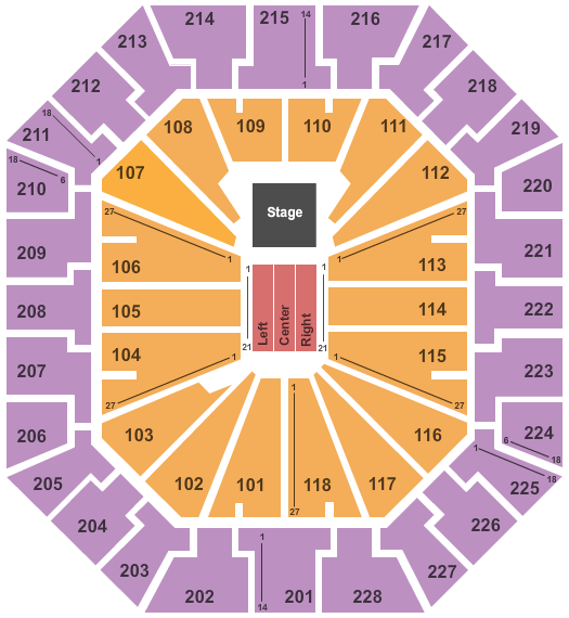 Colonial Life Arena EndStage Seating Chart