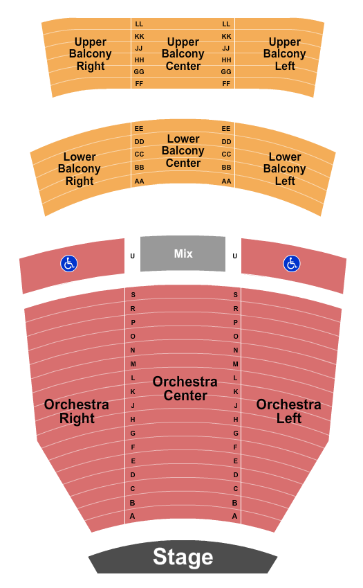 Columbia Theatre Association For The Performing Arts Endstage Seating Chart