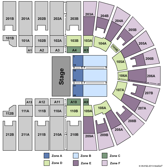 Columbus Civic Center Cirque - Zone Seating Chart