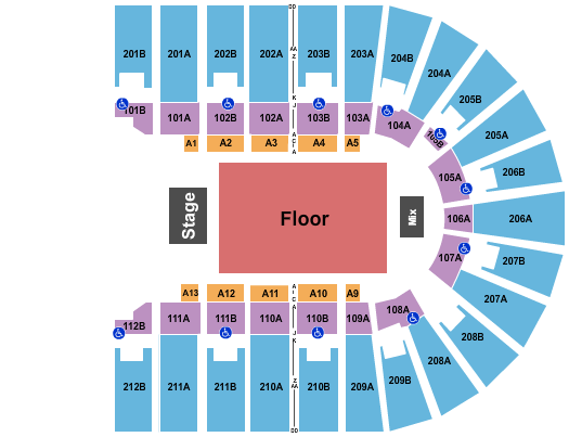 Columbus Civic Center Endstage Reserved Floor Seating Chart