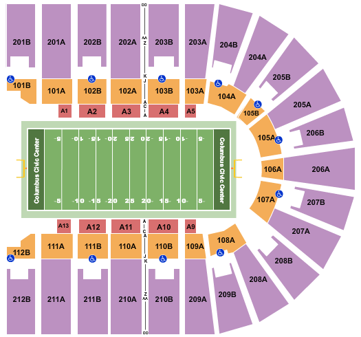 Columbus Civic Center Woman's Football Seating Chart