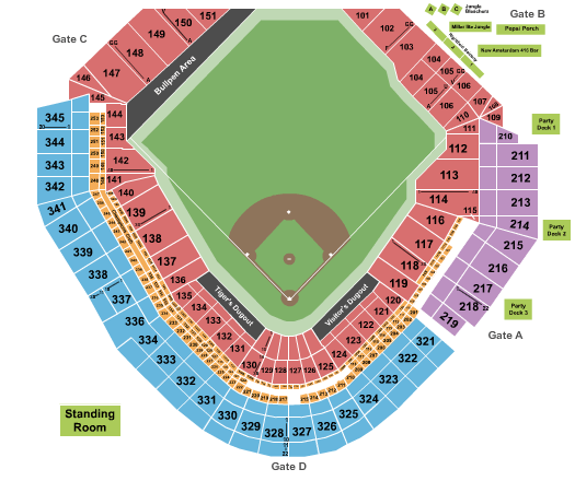 Comerica Park in Detroit Seating Chart- Minnesota Twins at Detroit Tigers Tickets