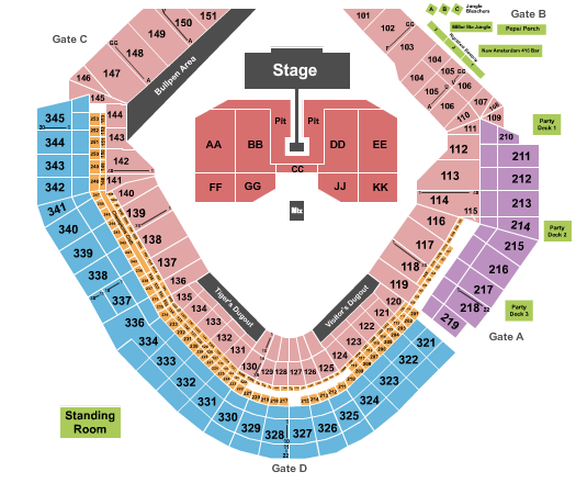 Comerica Park Green Day 2024 Seating Chart