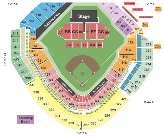 Comerica Park Rolling Stones Seating Chart
