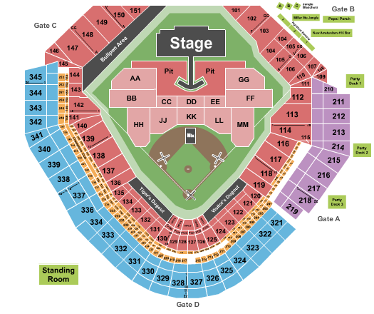 Comerica Park The Lumineers Seating Chart