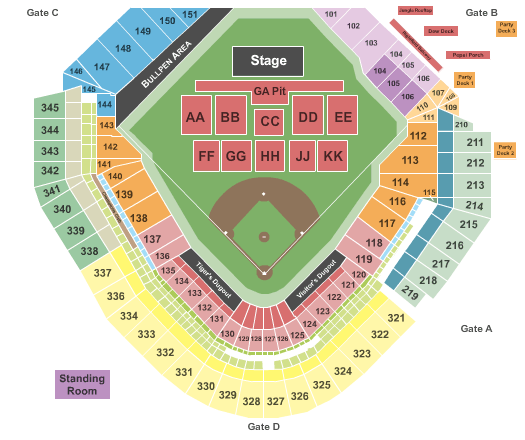 Comerica Park Zac Brown Band Seating Chart