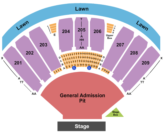 Toyota Pavilion At Concord End Stage GA Pit Seating Chart