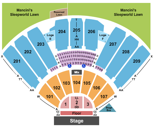 Toyota Pavilion At Concord Endstage RSV Floor Seating Chart