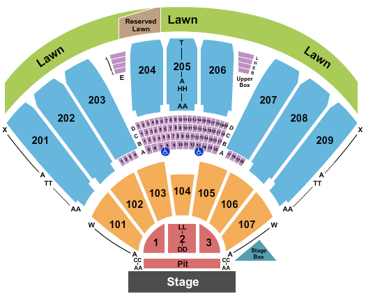 Toyota Pavilion At Concord Endstage RSV Lawn Seating Chart