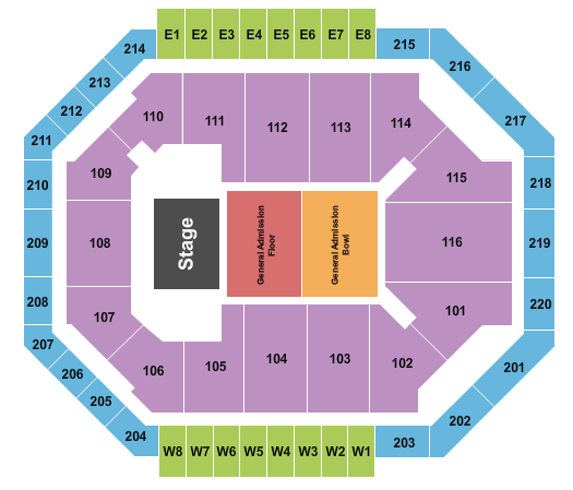 Chartway Arena at Ted Constant Convocation Center Endstage GA Floor - GA Bowl Seating Chart