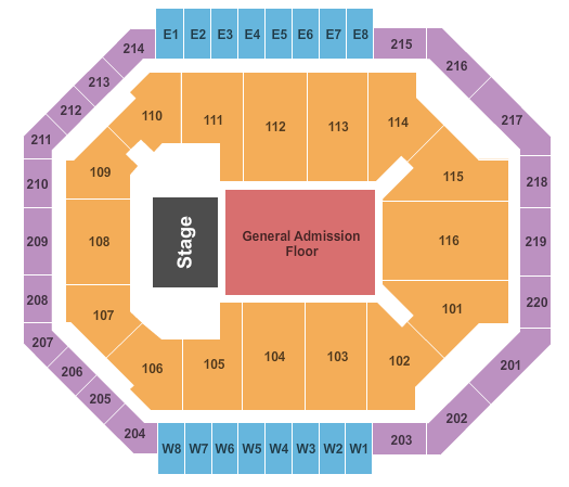 Chartway Arena at Ted Constant Convocation Center Endstage GA Floor Seating Chart