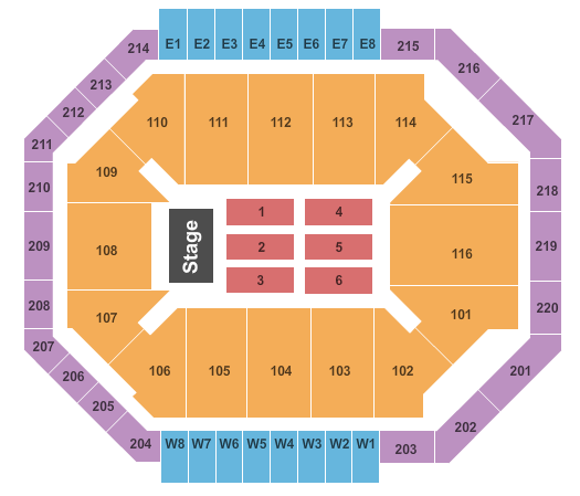 seating chart for Chartway Arena at Ted Constant Convocation Center - End Stage - eventticketscenter.com