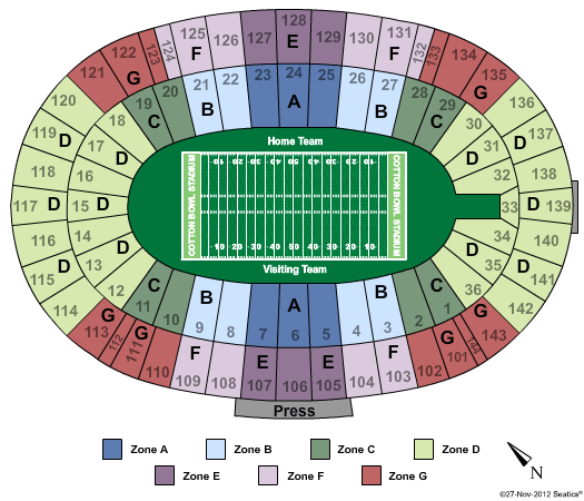 Cotton Bowl Stadium Football Zone Seating Chart