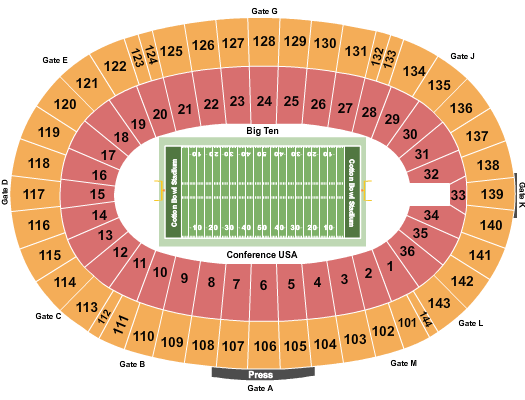 Cotton Bowl Stadium 2018 Heart of Dallas Bowl Seating Chart