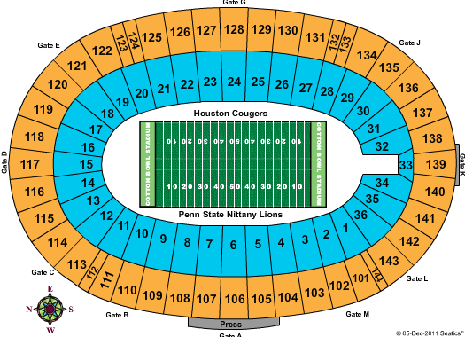Cotton Bowl Stadium 2012 Ticket City Bowl Seating Chart