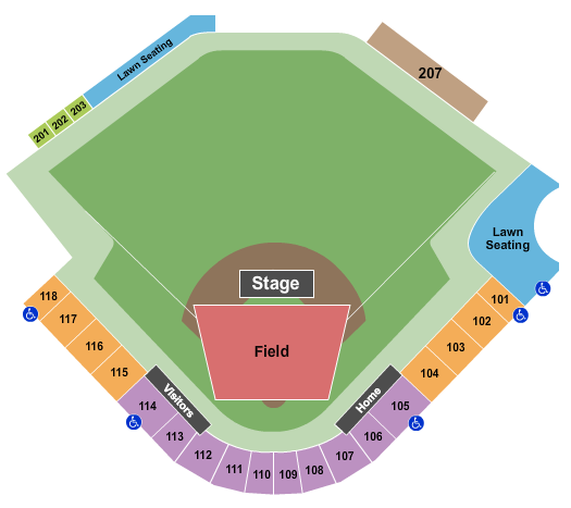 Four Winds Field at Coveleski Stadium Comedy - Reserved Seating Chart