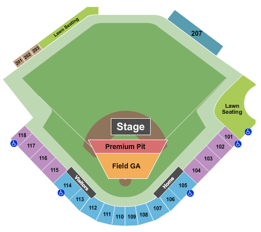 Four Winds Field at Coveleski Stadium Stone Temple Pilots Seating Chart