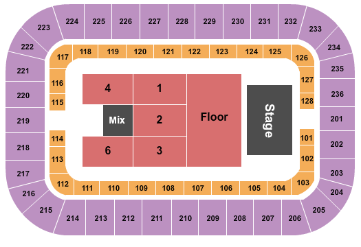 Cox Business Center - Arena Avett Bros Seating Chart