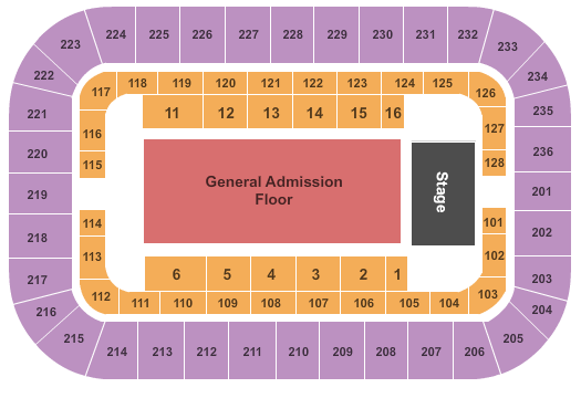 Cox Business Center - Arena Endstage GA Seating Chart
