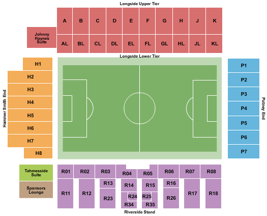 Craven Cottage Soccer - Static Seating Chart