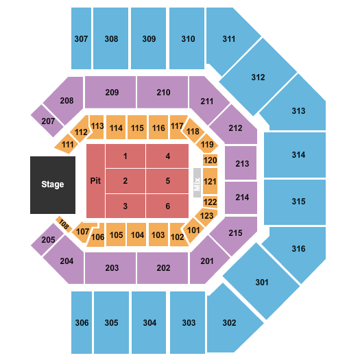 Credit One Stadium End Stage Pit Seating Chart