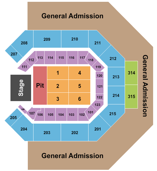 Credit One Stadium Endstage GA Pit & Upper Seating Chart