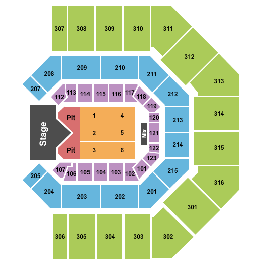 Credit One Stadium Endstage GA Pit Seating Chart