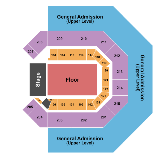 Credit One Stadium GA Floor & Upper Level Seating Chart
