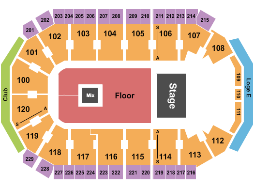 Credit Union of Texas Event Center Endstage GA Floor 2 Seating Chart