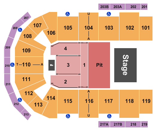 Cross Insurance Center Half House GA Pit 2 Seating Chart