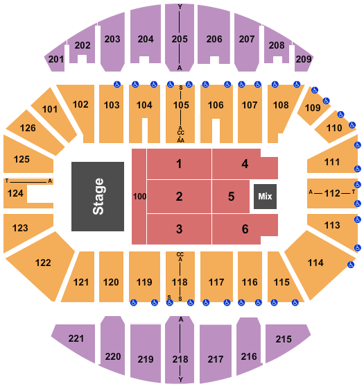 Crown Coliseum - The Crown Center End Stage 2 Seating Chart