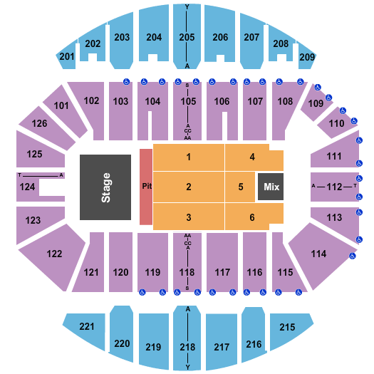 Crown Coliseum - The Crown Center End Stage Pit Seating Chart