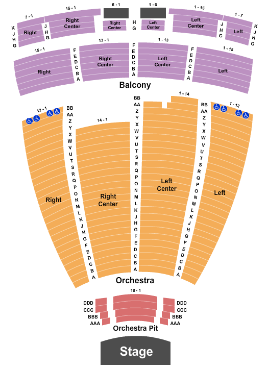 Cullen Performance Hall Seating Map