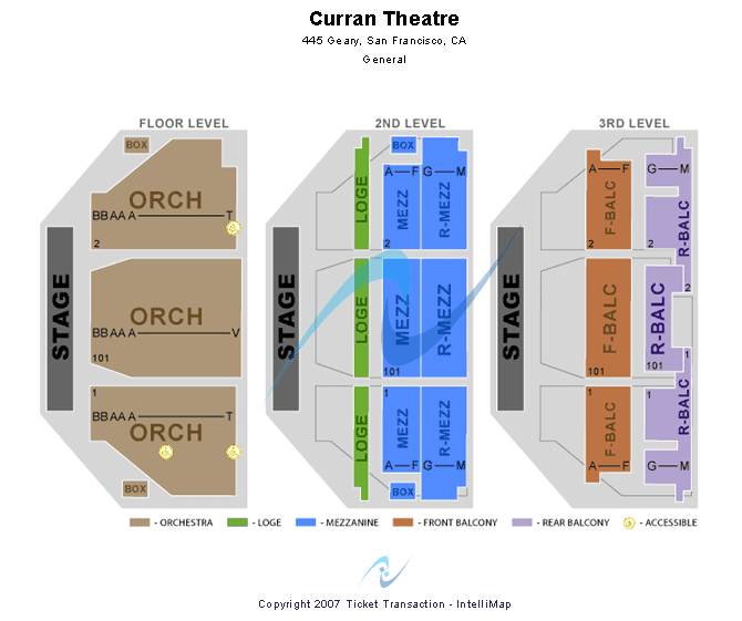 Curran Theatre Other Seating Chart