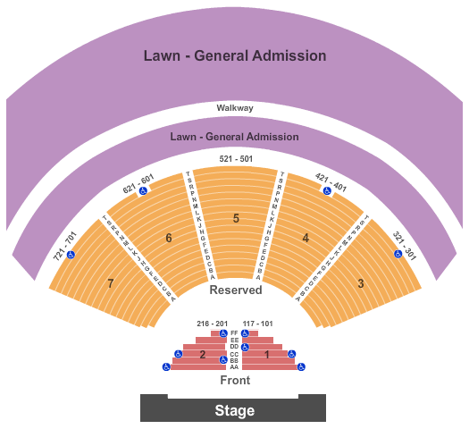 Cuthbert Amphitheater End Stage - Reserved Seating Chart