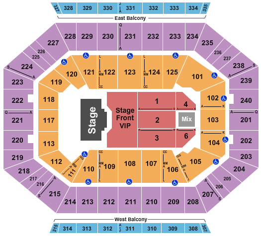 DCU Center Endstage Stage Front VIP Seating Chart