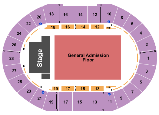 DECC Arena Endstage GA Floor Seating Chart