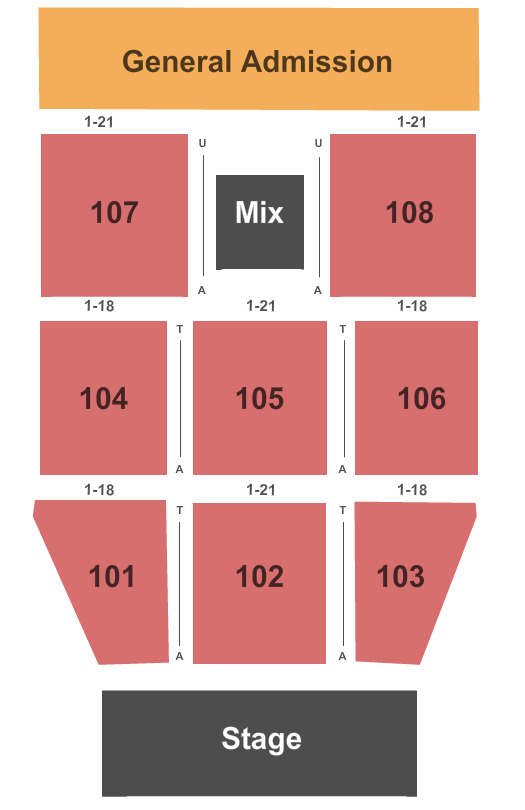 Downtown Las Vegas Seated Layout Seating Chart