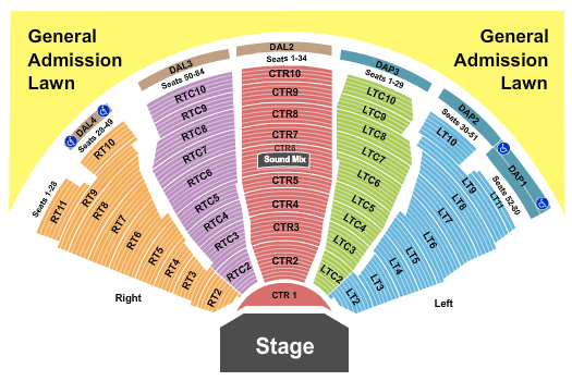 Pine Knob Music Theatre Endstage - No Lawn Seating Chart