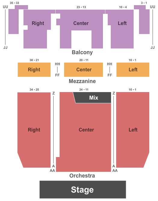 seating chart for Danforth Music Hall Theatre - End Stage - eventticketscenter.com