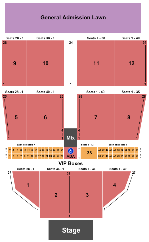 Maine Savings Amphitheater Reserved Seating Seating Chart