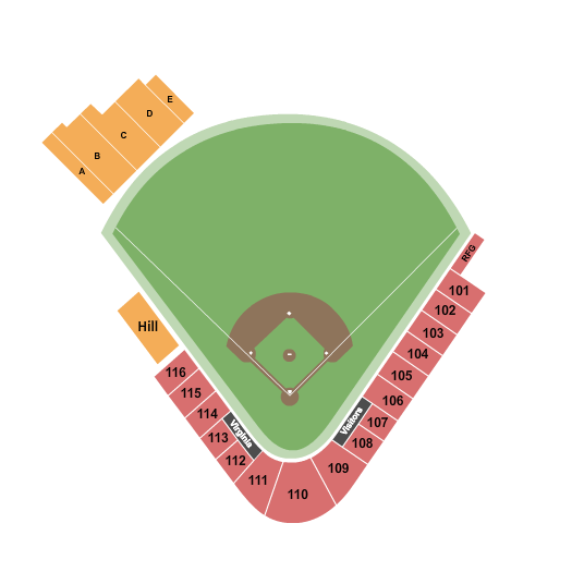 Davenport Field at Disharoon Park Baseball Seating Chart