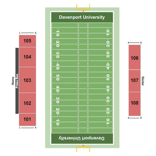 Davenport University Farmer's Insurance Athletic Complex Football Seating Chart