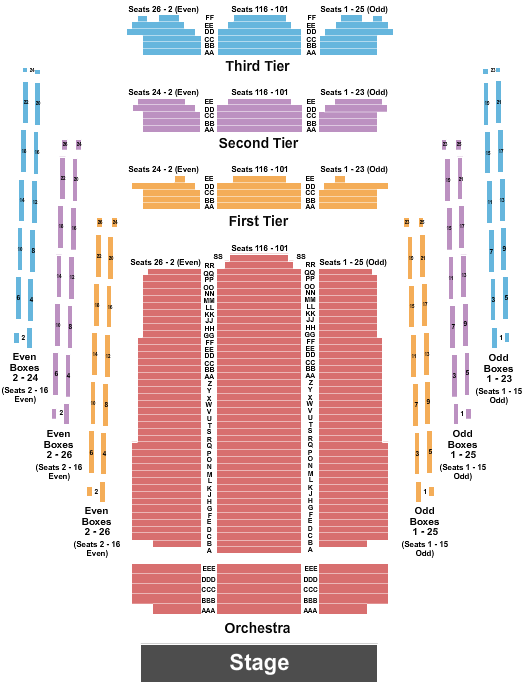 seating chart for David Geffen Hall at Lincoln Center - Endstage 3 - eventticketscenter.com