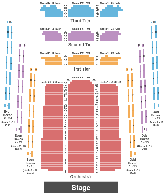 seating chart for David Geffen Hall at Lincoln Center - End Stage - eventticketscenter.com