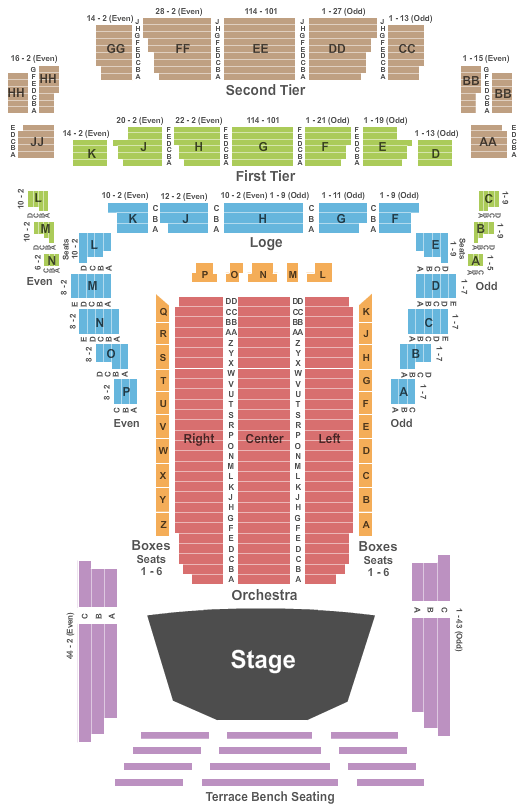 seating chart for Davies Symphony Hall - End Stage - eventticketscenter.com