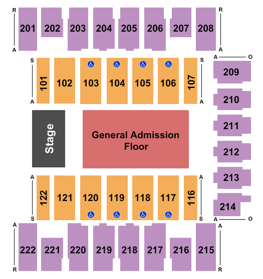 Daytona Beach Ocean Center Endstage GA Seating Chart