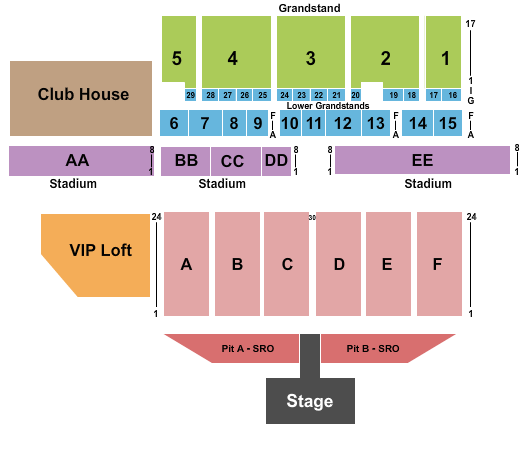Delaware State Fairgrounds Endstage Catwalk Pit A/B Seating Chart