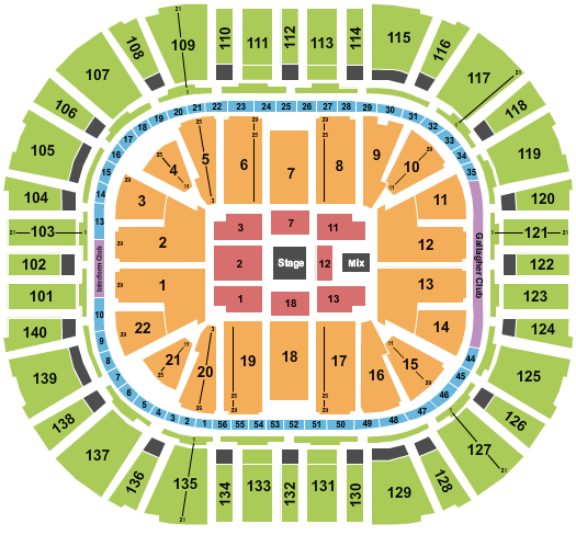 Delta Center Center Stage - No SRO Seating Chart
